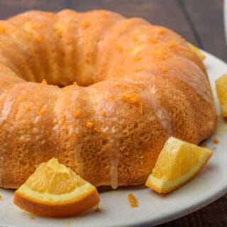 orange pound cake on white plate