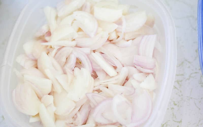chopped onions being ready to be pickled