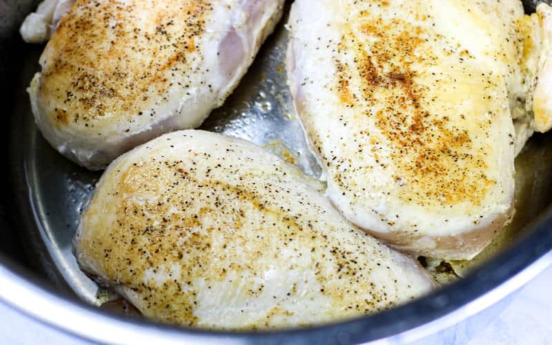 seasoned chicken in the instant pot ready to cook