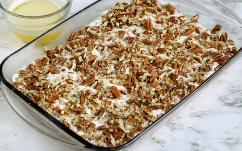 pumpkin pecan cobbler with pecan toppings