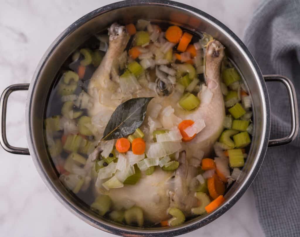boiled chicken in a pot