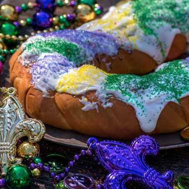 king cake with decorations