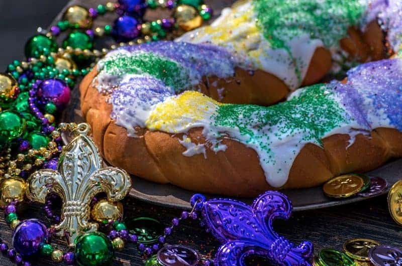 king cake with decorations