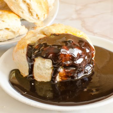 chocolate gravy on a biscuit