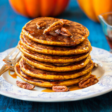 stack of pumpkin buttermilk pancakes