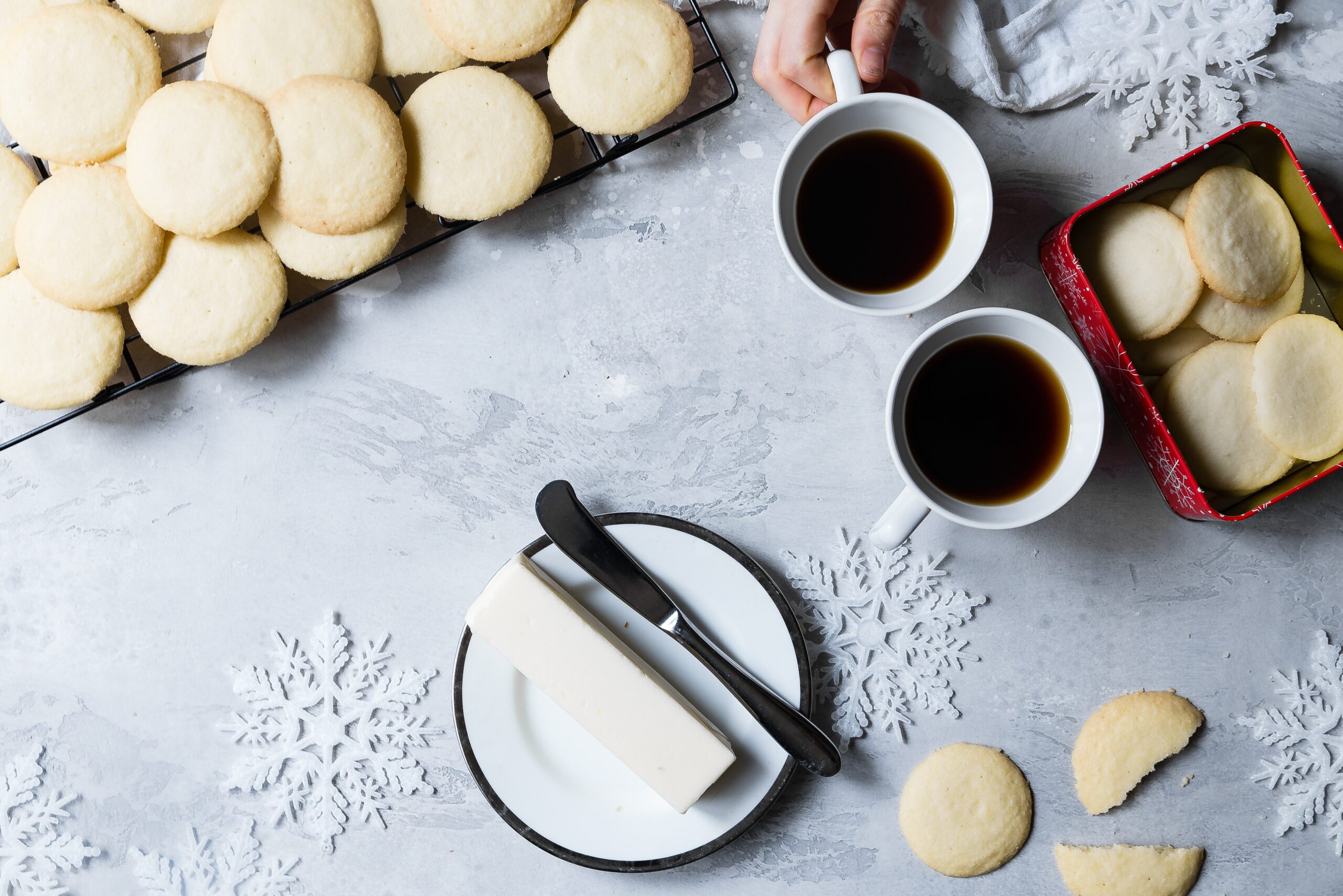 old fashioned butter cookies and coffee